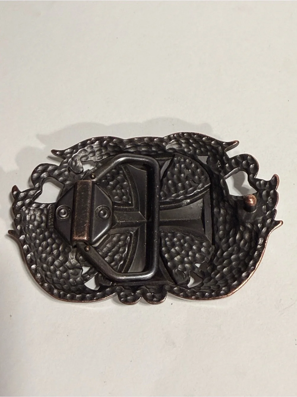 Maltese Cross Belt Buckle Cutout Gothic Outlaw Biker Punk Bronze Brown